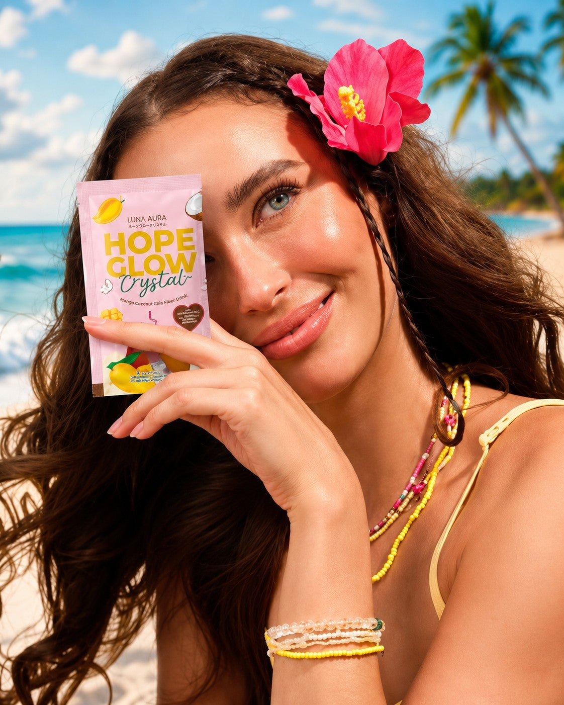 Luna Aura HOPE GLOW Crystal DTX featuring chia seeds and carefully selected botanical ingredients.