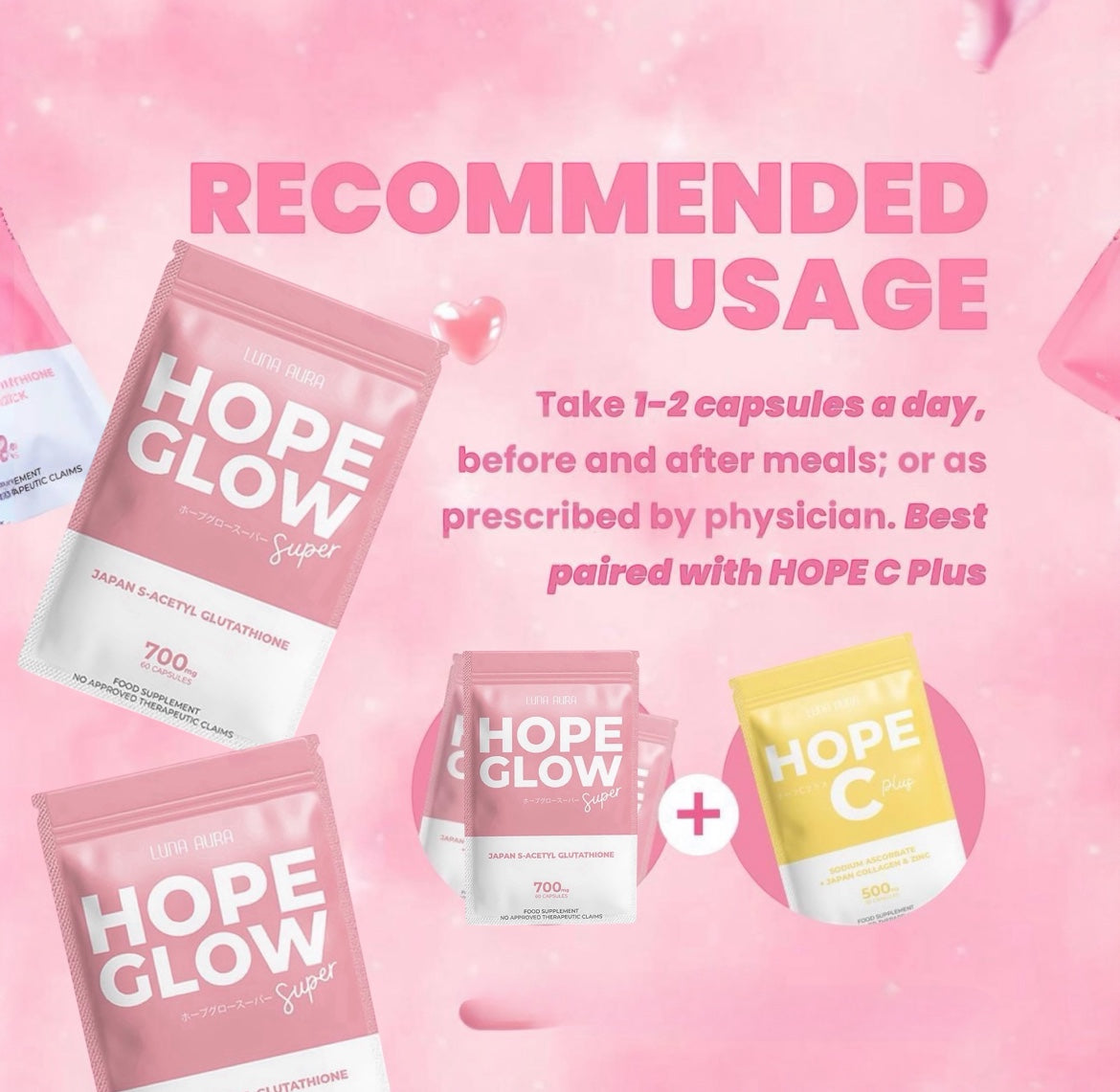 Glowing Skin Super Combo: Luna Aura HOPE GLOW Super 700mg & HOPE C