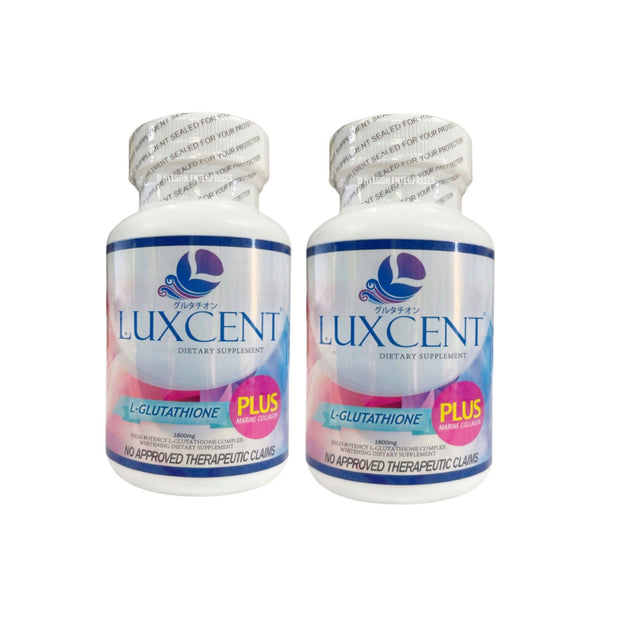 2 Bottles Luxcent Glutathione Plus Capsules with Marine Collagen - 1800mg