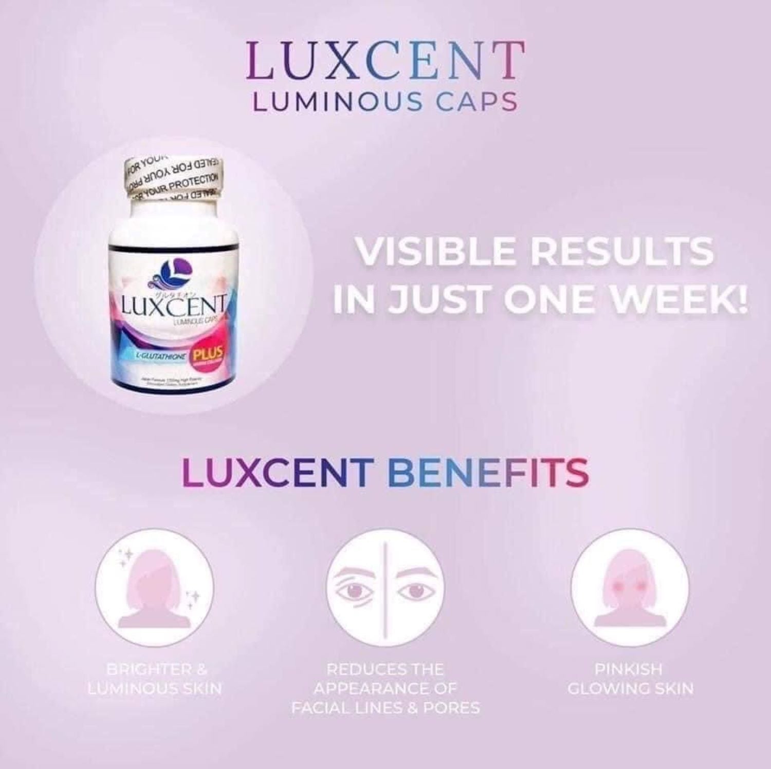 Luxcent Glutathione Plus Capsules with Marine Collagen - 1800mg