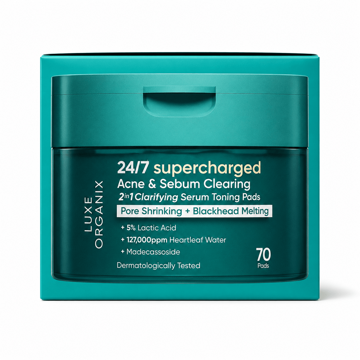 Luxe Organix 24/7 Supercharged Clarifying Serum Pads with Heartleaf Water and Refreshing Skin Care Texture