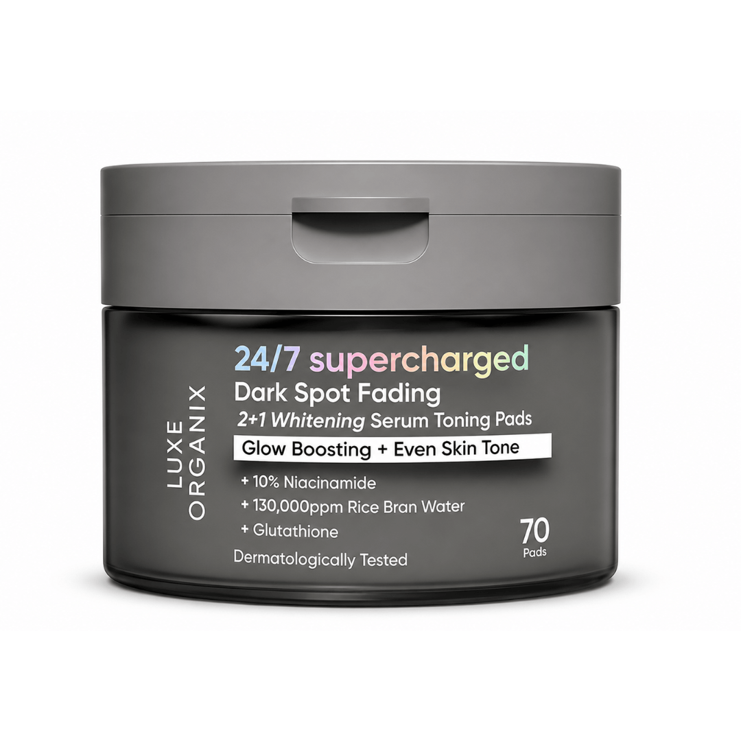 LUXE ORGANIX 24/7 Supercharged Dark Spot Fading Serum Toning Pads 70 Pads with glow boosting niacinamide skincare formula