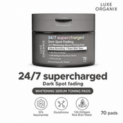 LUXE ORGANIX 24/7 Supercharged Dark Spot Fading Serum Toning Pads 70 Pads for smooth and even-looking skin