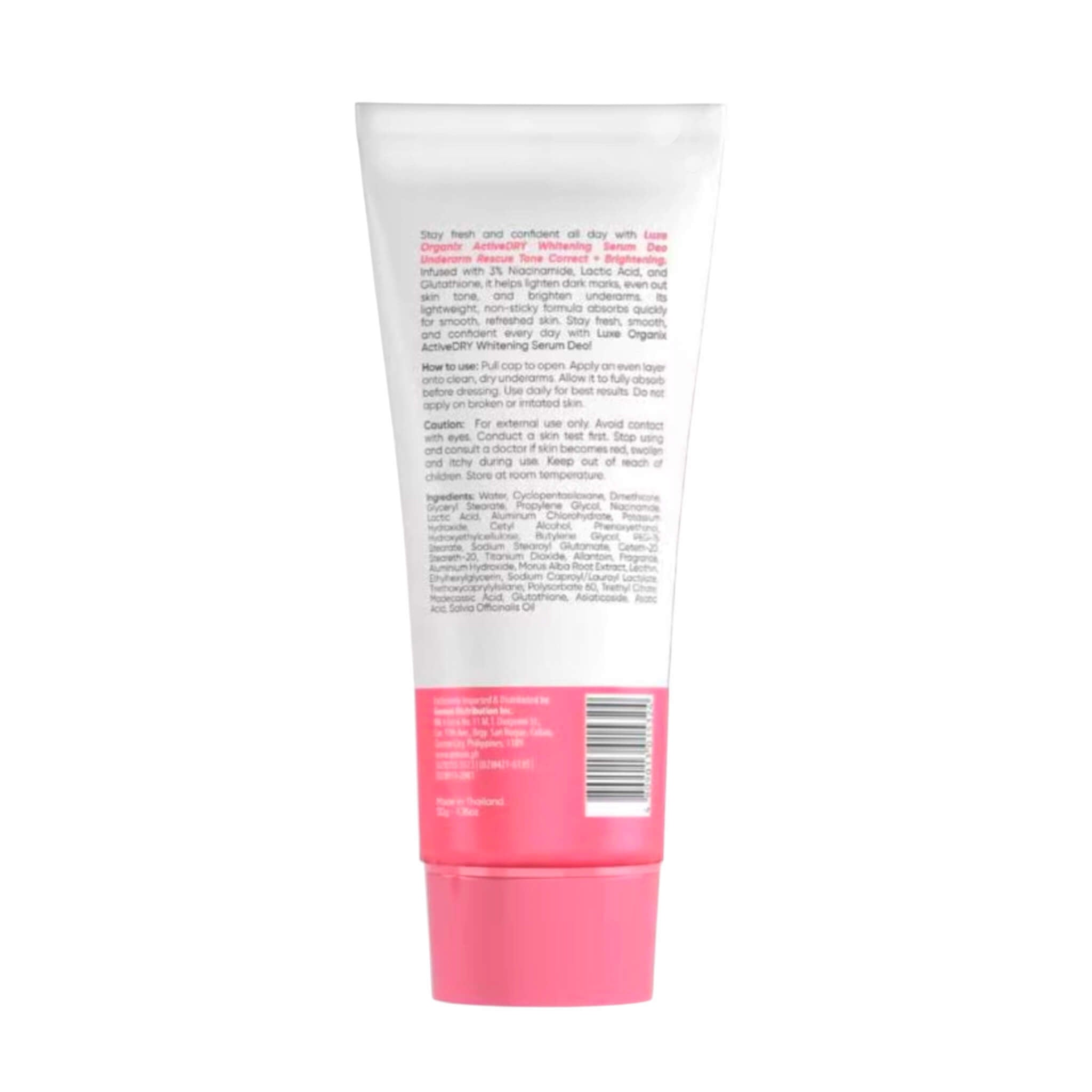 Luxe Organix Active Dry Underarm Serum Deodorant Pink lightweight and non-sticky deodorant for daily use.