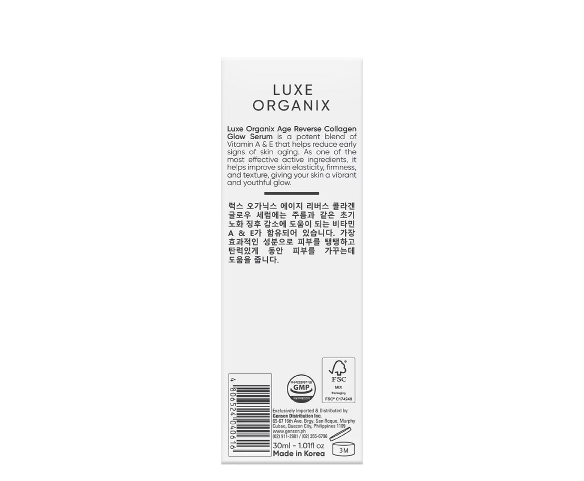 Luxe Organix Age Reverse Collagen Glow Serum 30ml helps keep skin hydrated

