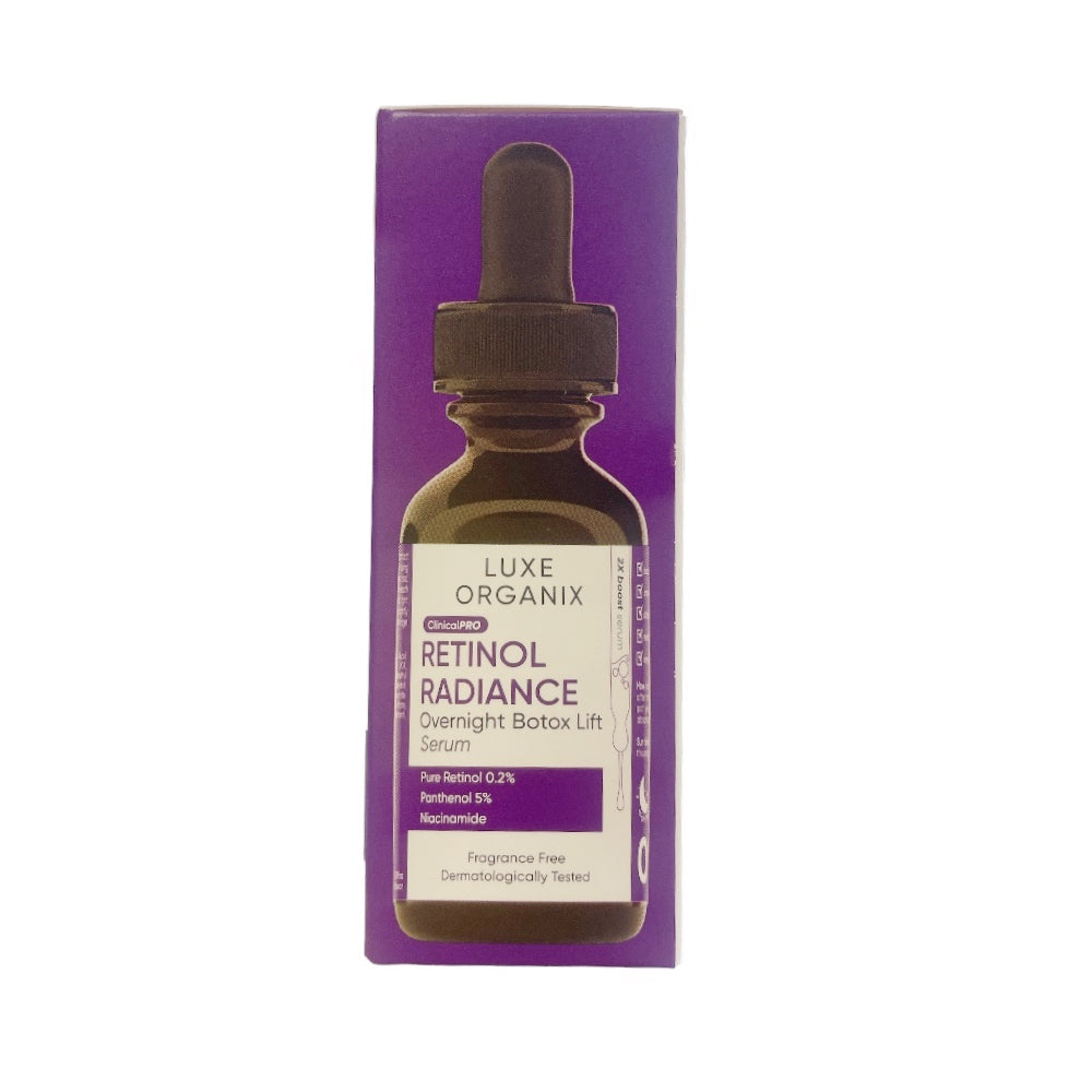 Luxe Organix Clinical Pro Retinol Radiance Overnight Botox Lift Serum 30ml face serum for nighttime use

