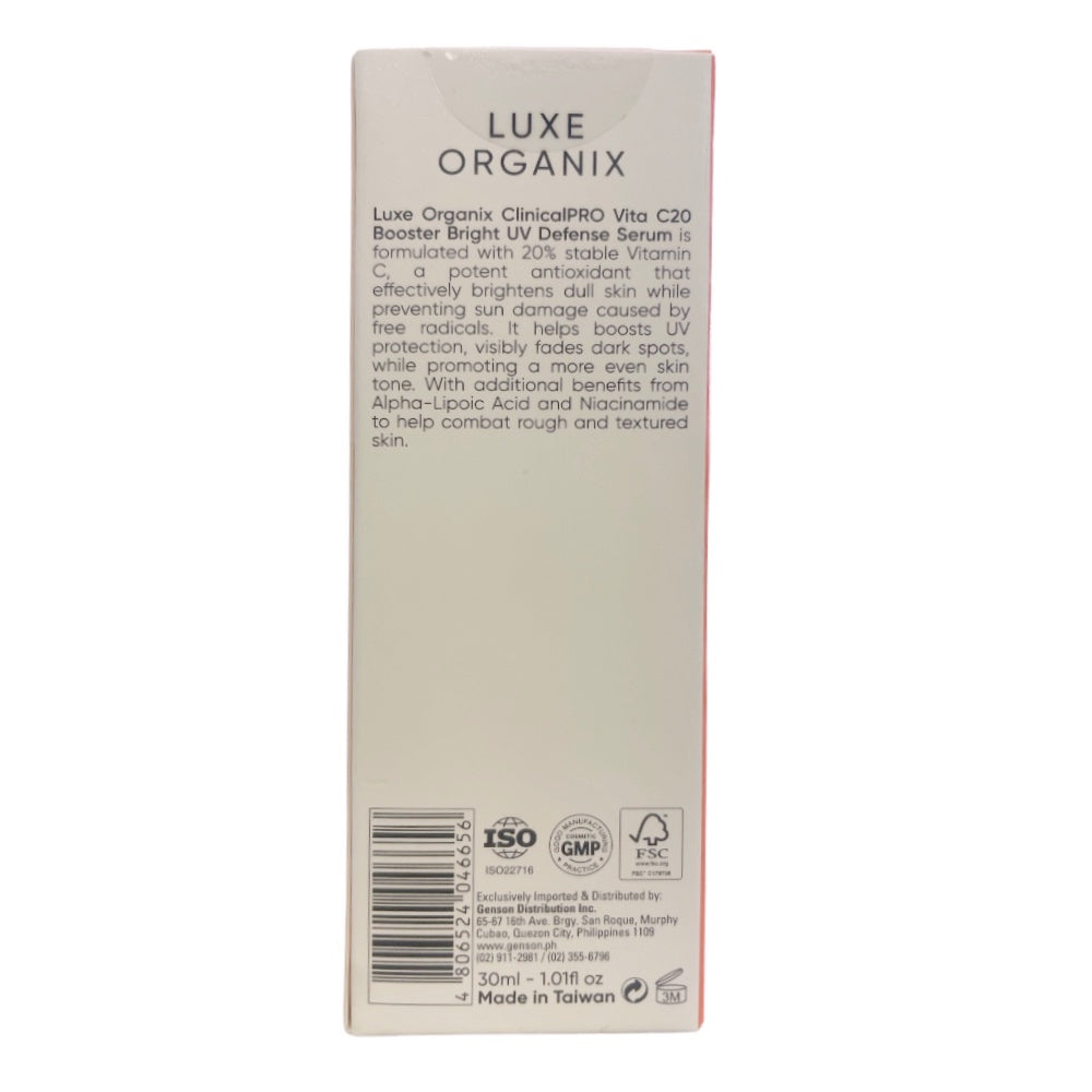 Luxe Organix Clinical Pro Vita C20 Booster Serum 30ml helps skin feel smooth and refreshed


