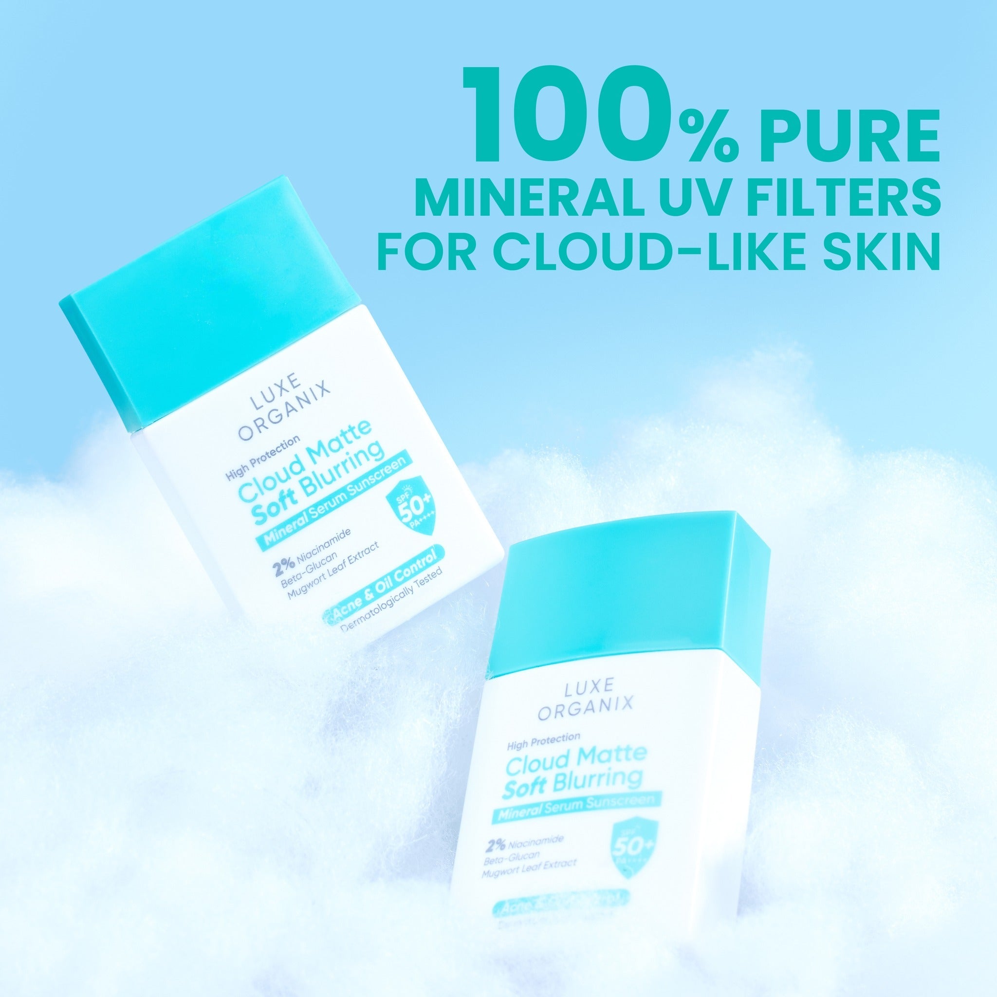 Luxe Organix Cloud Matte Soft Blurring Mineral Serum Sunscreen SPF50+ PA++++ lightweight non greasy sunscreen texture