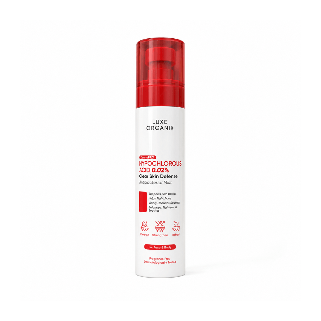LUXE ORGANIX DermaPRO Hypochlorous Acid 0.02 Clear Skin Defense refreshing face and body mist for daily skin care