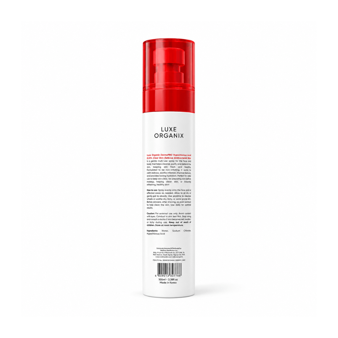 LUXE ORGANIX DermaPRO Hypochlorous Acid face and body refresh mist with fragrance-free lightweight formula