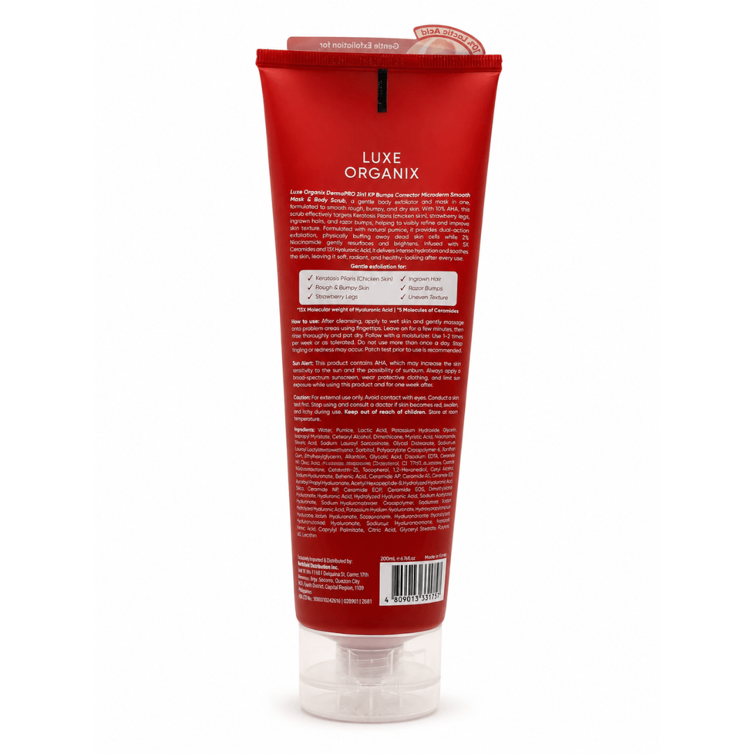 LUXE ORGANIX DermaPRO KP Bumps Corrector exfoliating body treatment for smoother and softer-looking skin