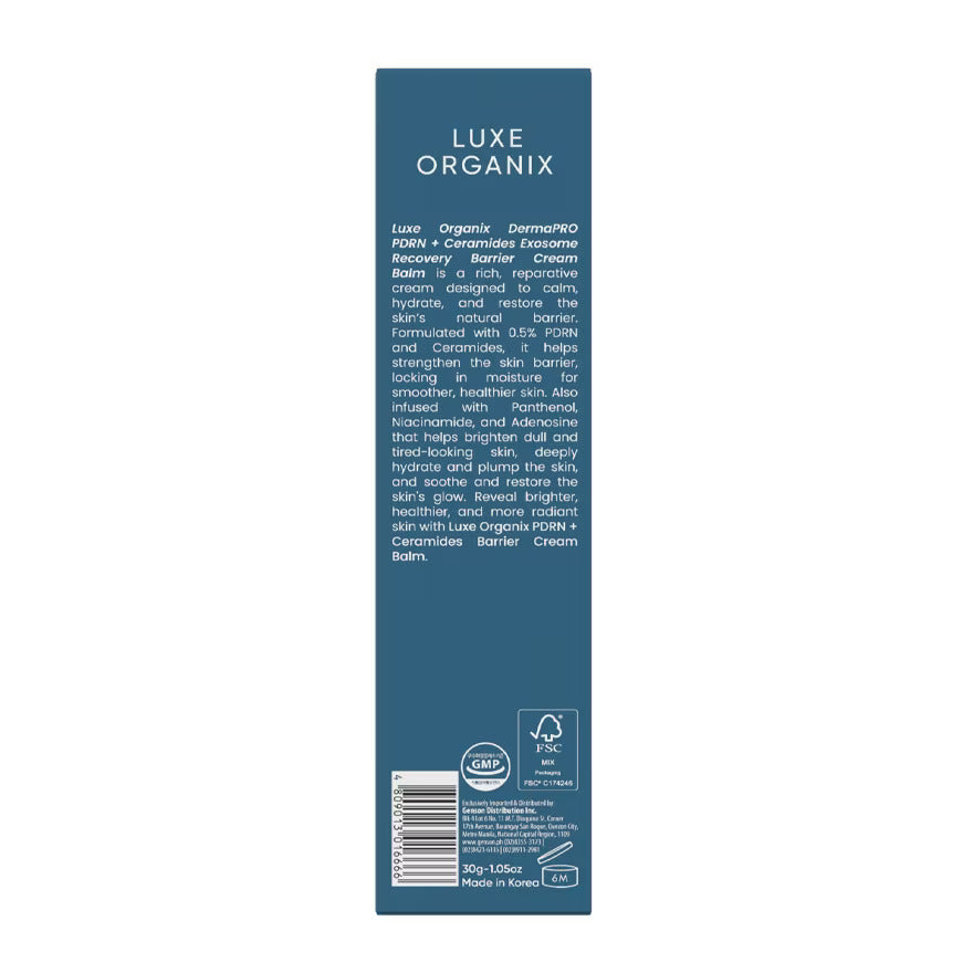 Luxe Organix DermaPRO PDRN + Ceramides moisturizing face cream with niacinamide and panthenol for daily hydration