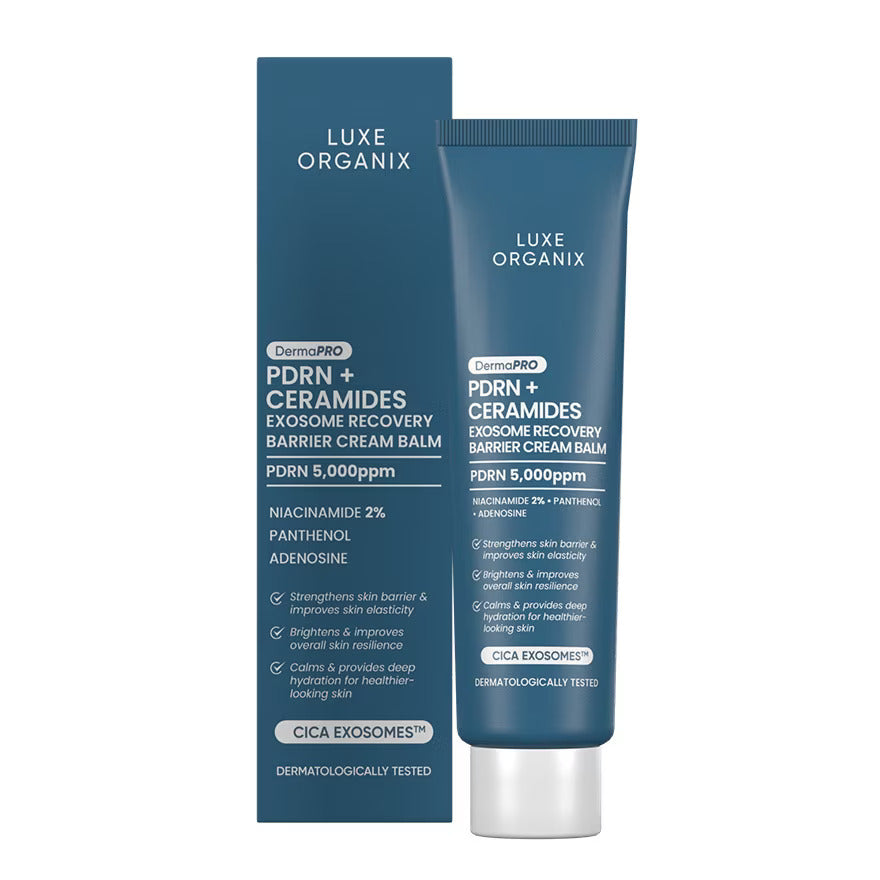Luxe Organix DermaPRO PDRN + Ceramides cream balm for long-lasting hydration and soft skin feel