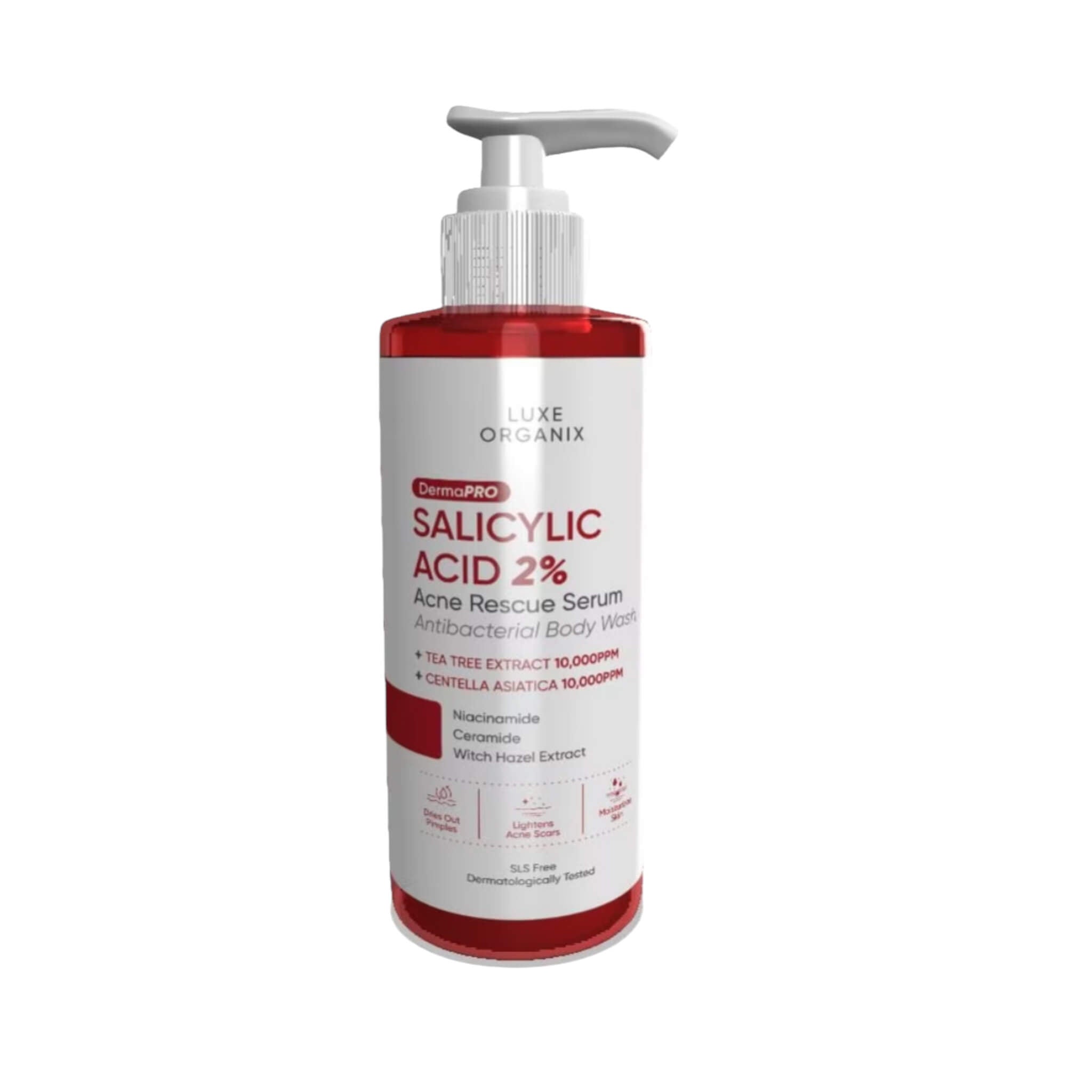 Luxe Organix DermaPro Salicylic Acid 2% Body Wash in 500ml bottle