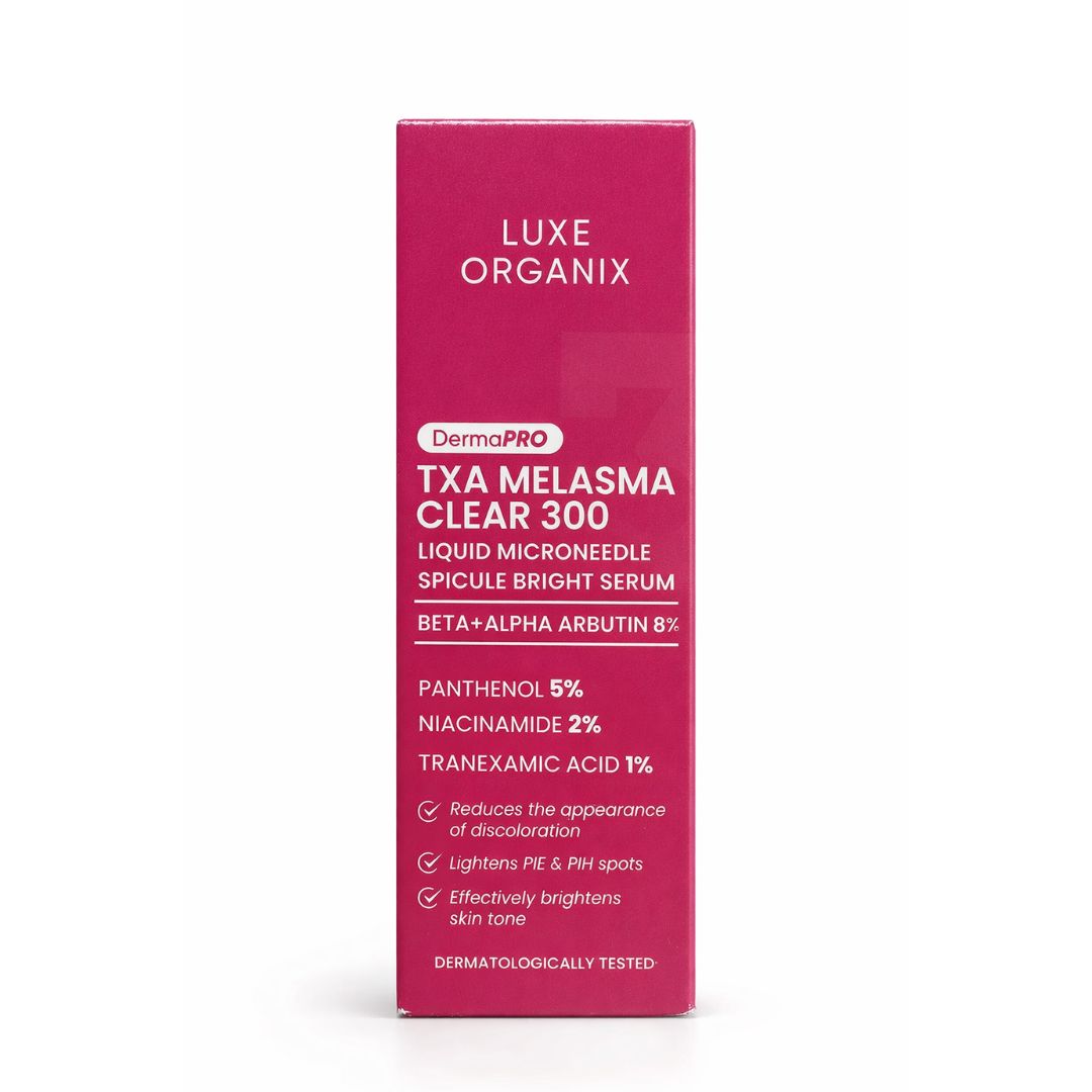Luxe Organix DermaPRO TXA Melasma Clear 300 serum for improving uneven skin tone appearance