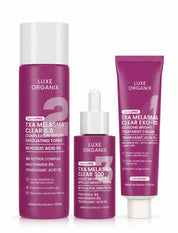 Luxe Organix DermaPRO TXA Melasma Clear skincare set with toner serum and cream