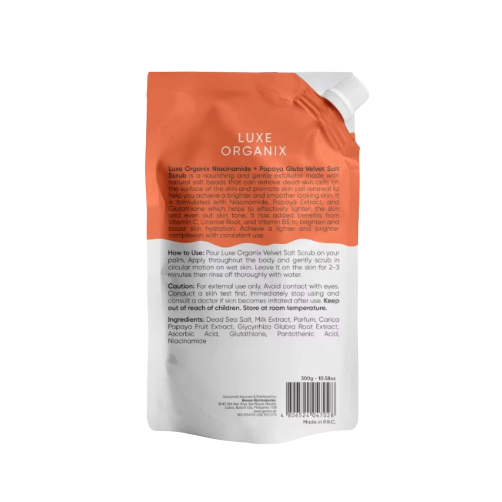LUXE ORGANIX Niacinamide Plus Papaya Gluta Velvet Salt Scrub 300g