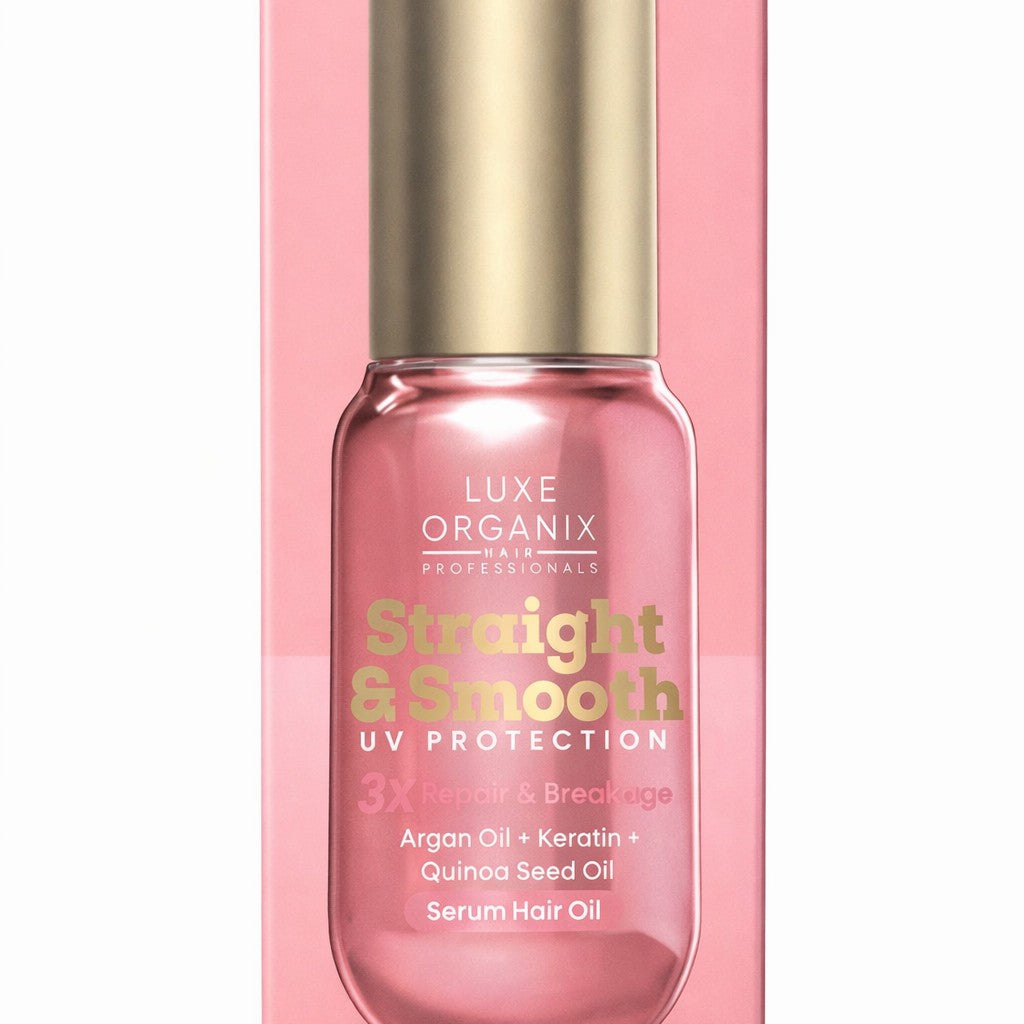 Luxe Organix serum hair oil helps manage frizz and improve smooth finish