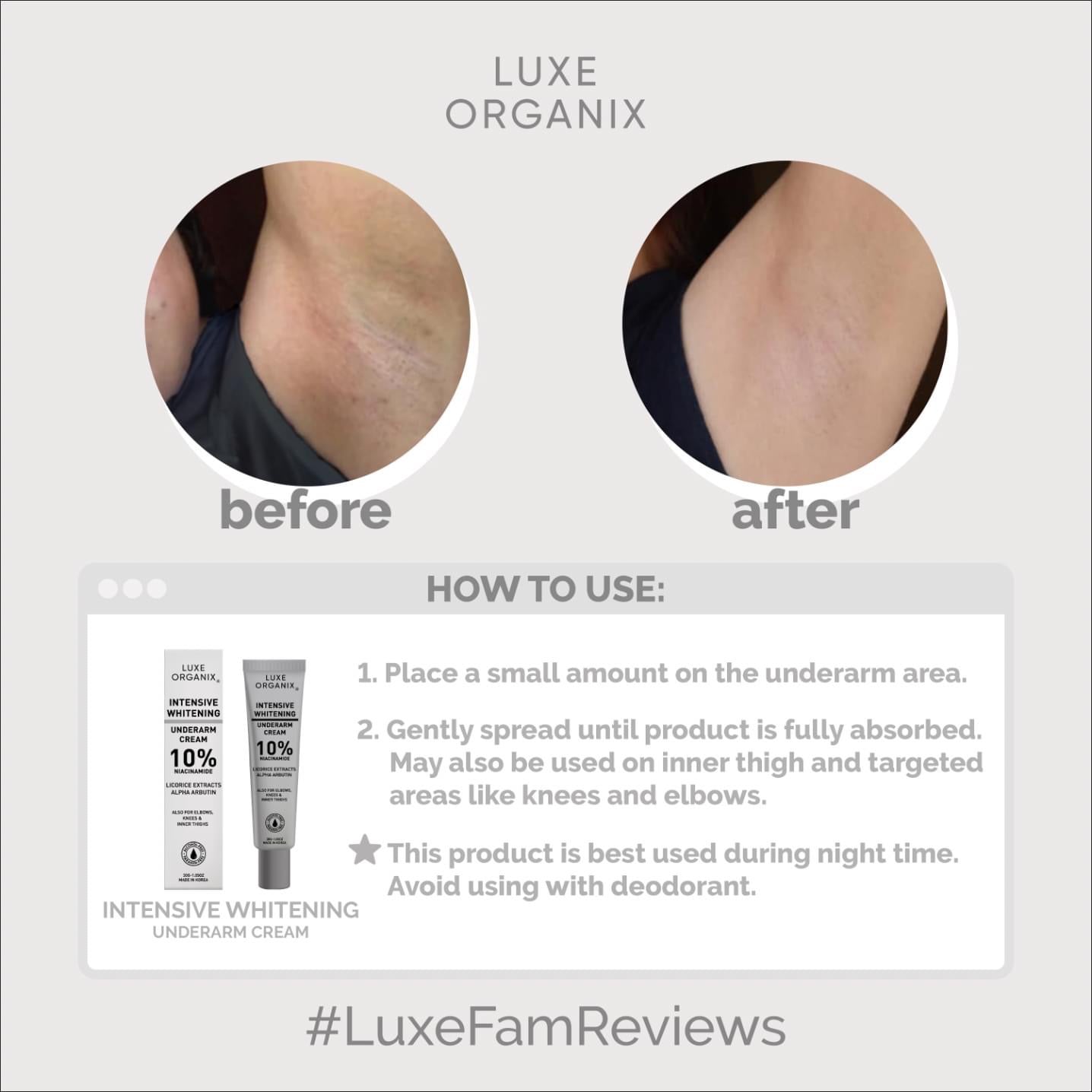 LUXE ORGANIX  INTENSIVE UNDERARM CREAM 30G