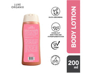Luxe Organix Niacinamide + Alpha Arbutin Body Lotion includes SPF 10 for sun protection

