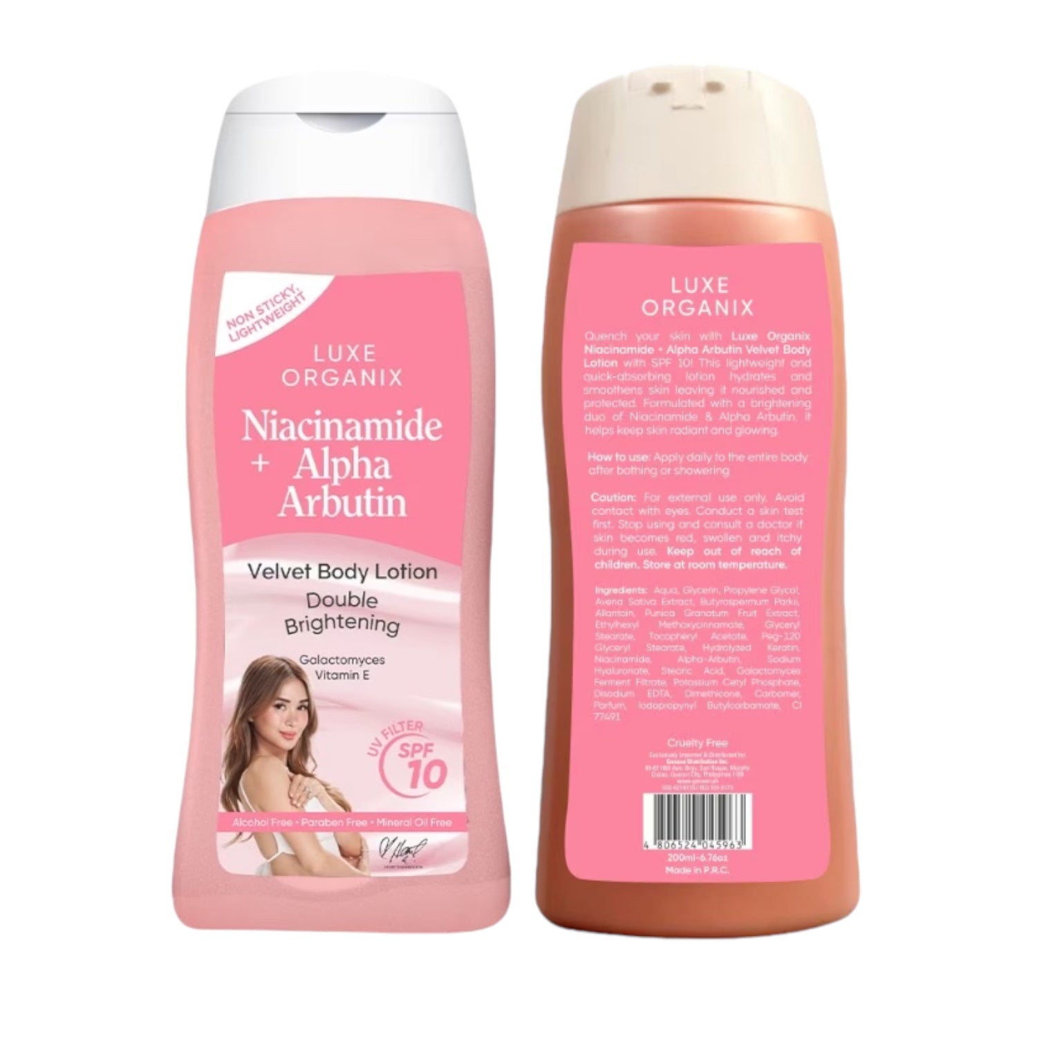 Luxe Organix Niacinamide + Alpha Arbutin Body Lotion provides a velvet-like skin finish

