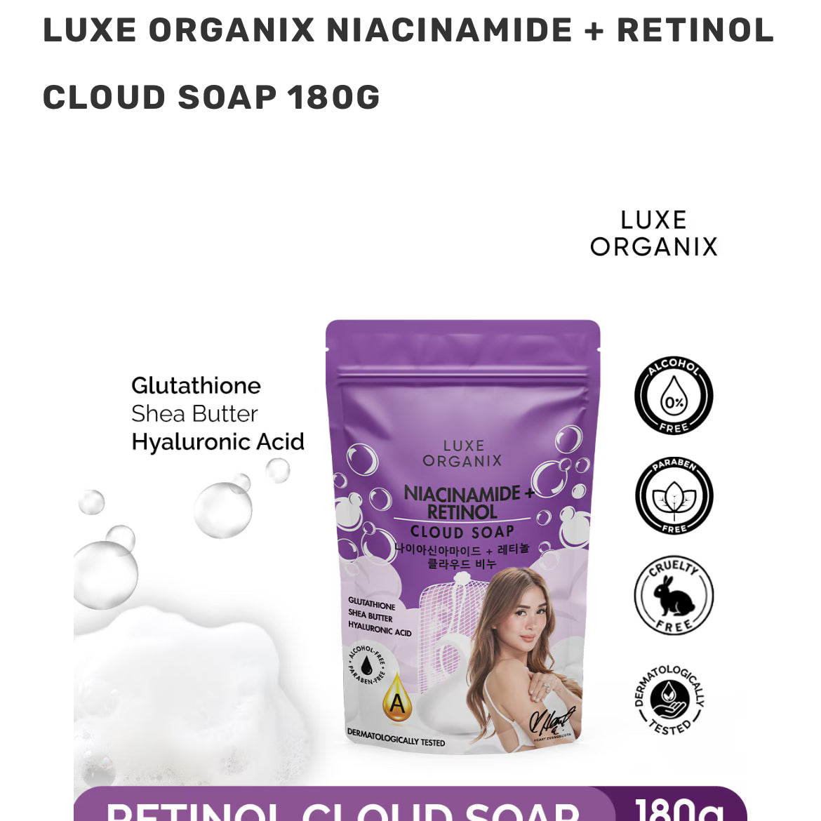 Luxe Organix Niacinamide + Retinol Cloud Soap 180g