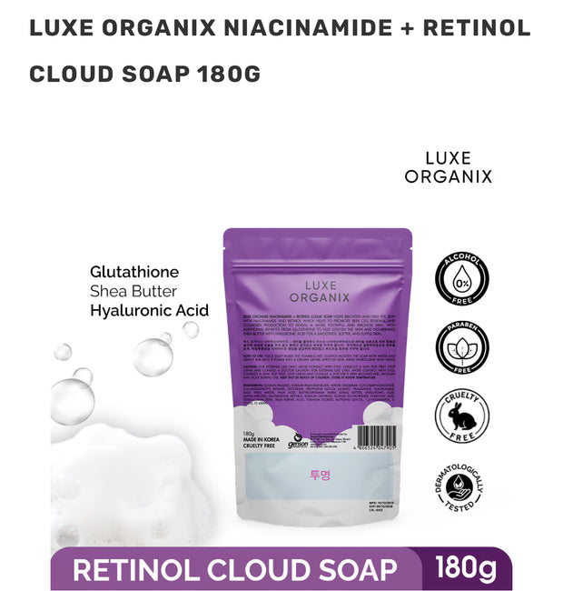 Luxe Organix Niacinamide + Retinol Cloud Soap 180g