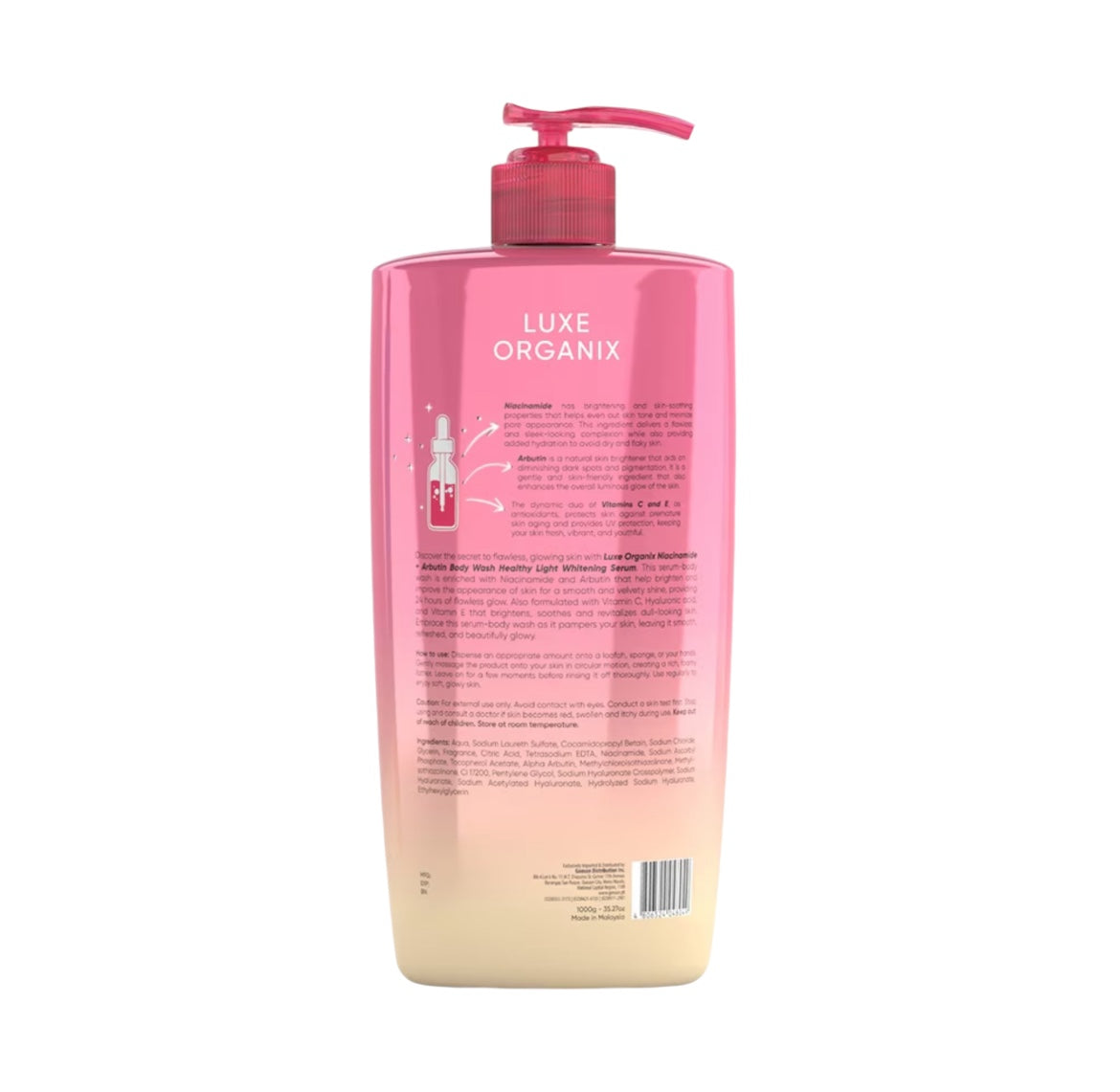 Luxe Organix Niacinamide Arbutin Body Wash offers gentle daily cleansing

