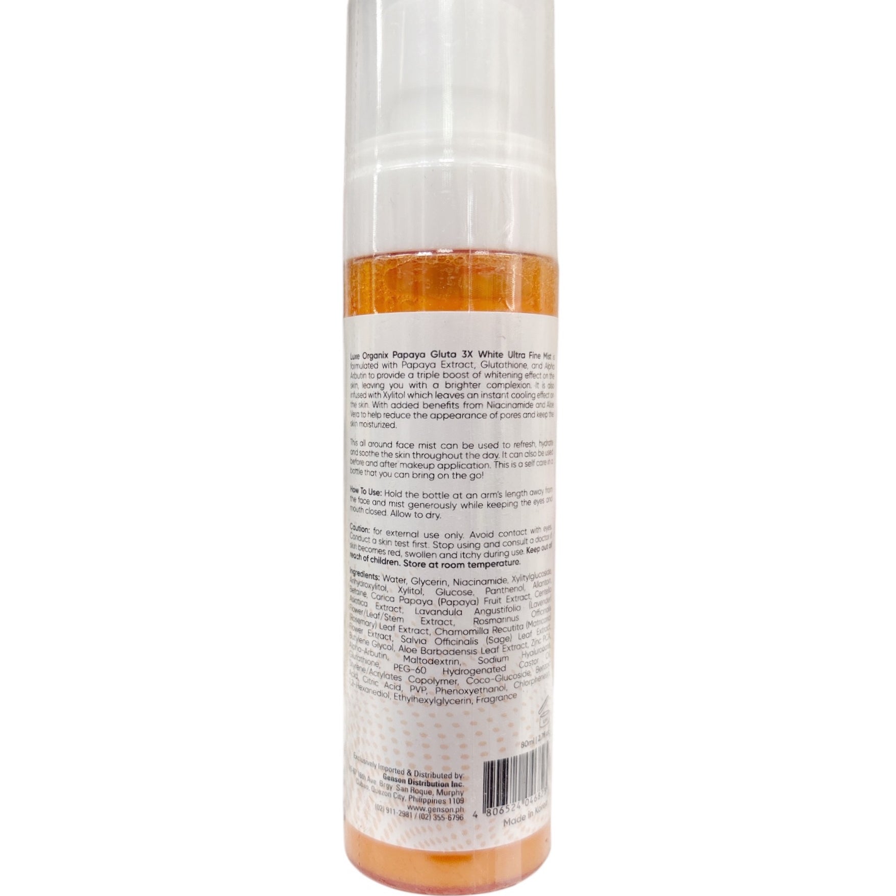 Luxe Organix Papaya Gluta Face Mist with niacinamide and aloe vera for deep moisture.