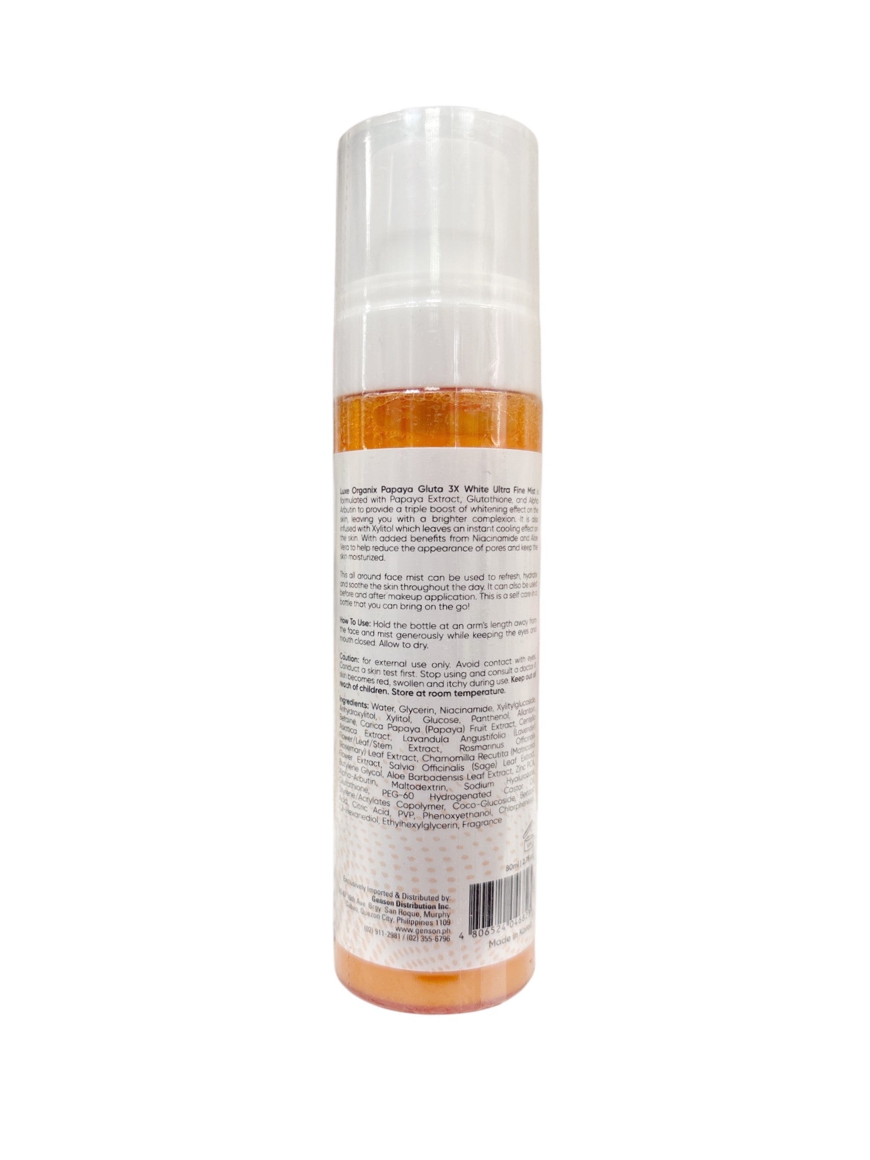 Luxe Organix Papaya Gluta Face Mist with niacinamide and aloe vera for deep moisture.