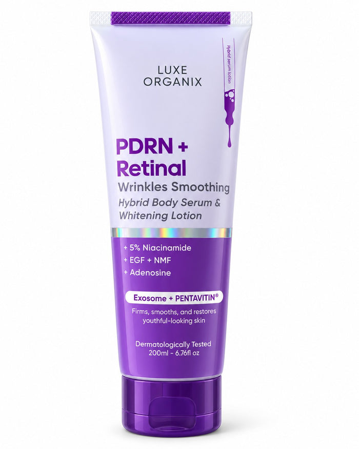 Luxe Organix PDRN + Retinal Hybrid Body Serum Lotion 200ml for daily body care