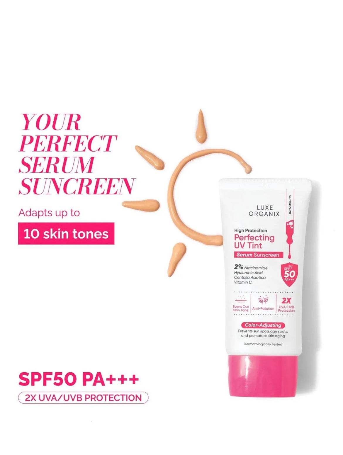 Luxe Organix Perfecting UV Tint Serum Sunscreen SPF 50