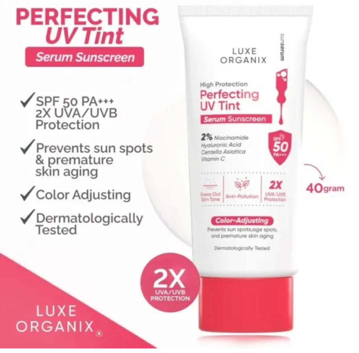 Luxe Organix Perfecting UV Tint Serum Sunscreen SPF 50