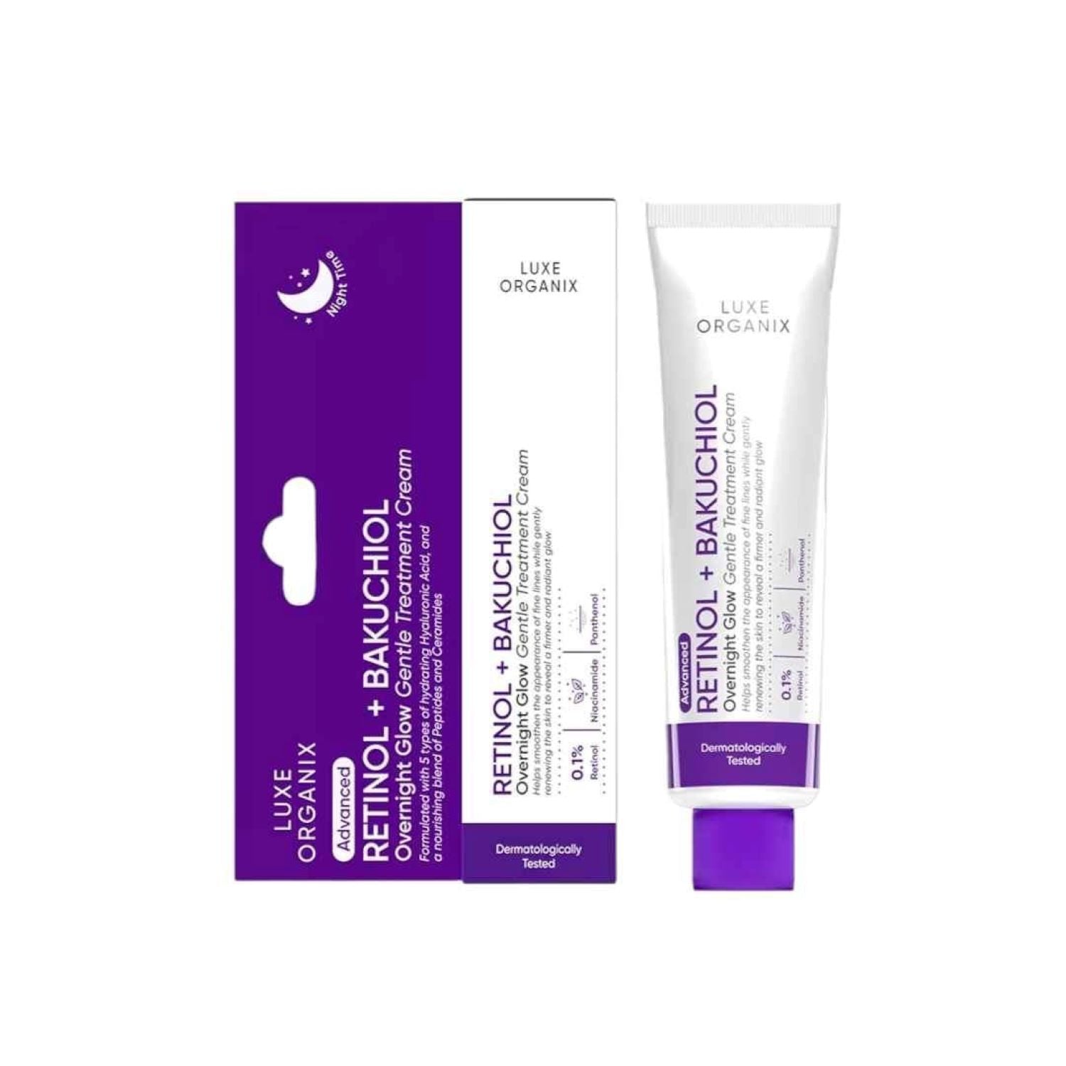 LUXE ORGANIX Retinol+ Bakuchiol Overnight Glow Gentle Treatment