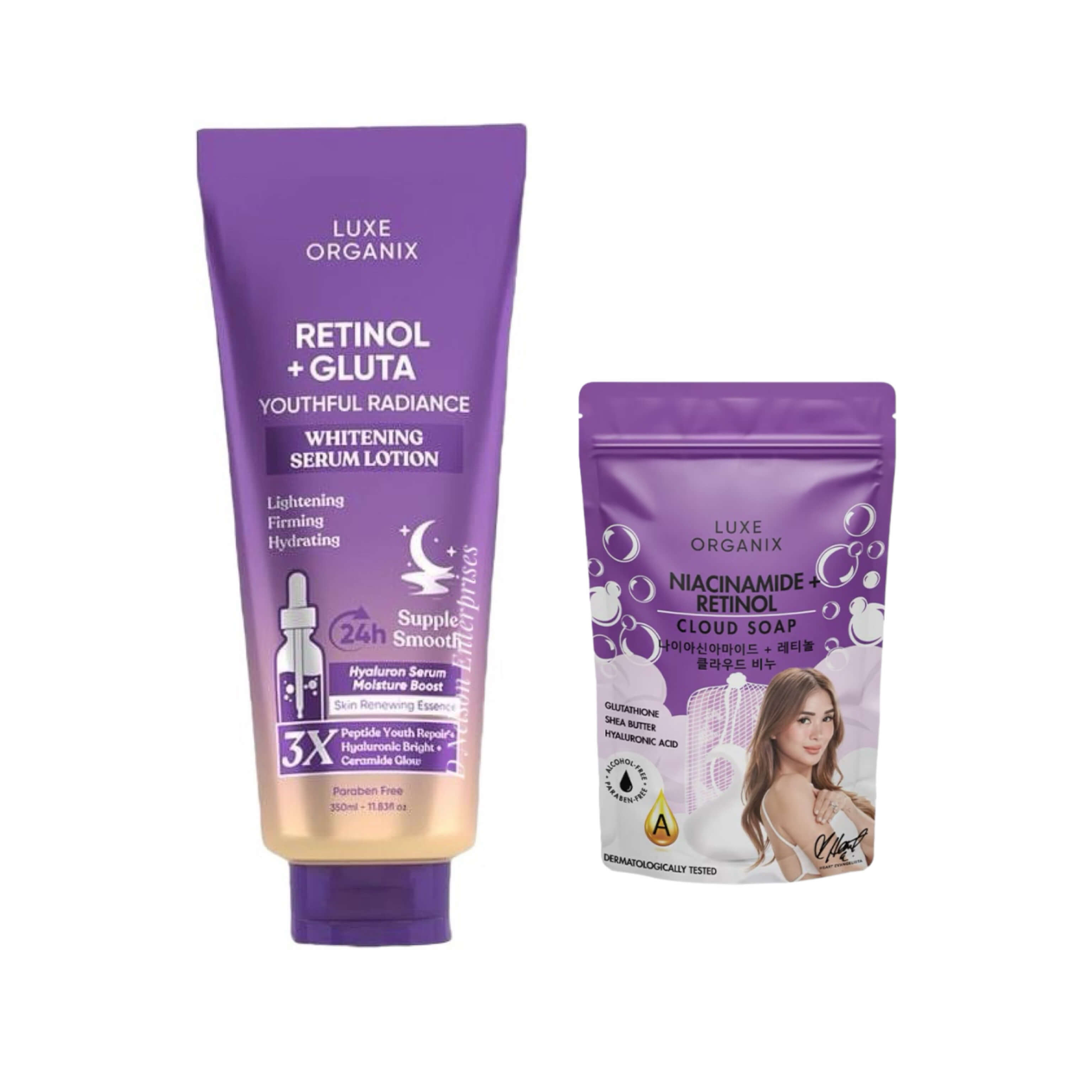 Luxe Organix Retinol + Gluta Serum Lotion & Retinol Cloud Soap gives skin a smooth glow

