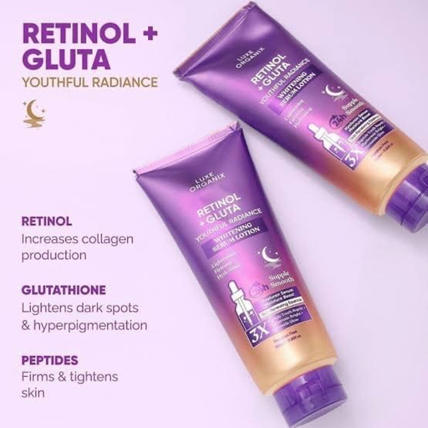 Luxe Organix Retinol + Gluta Whitening Serum Lotion 350ml