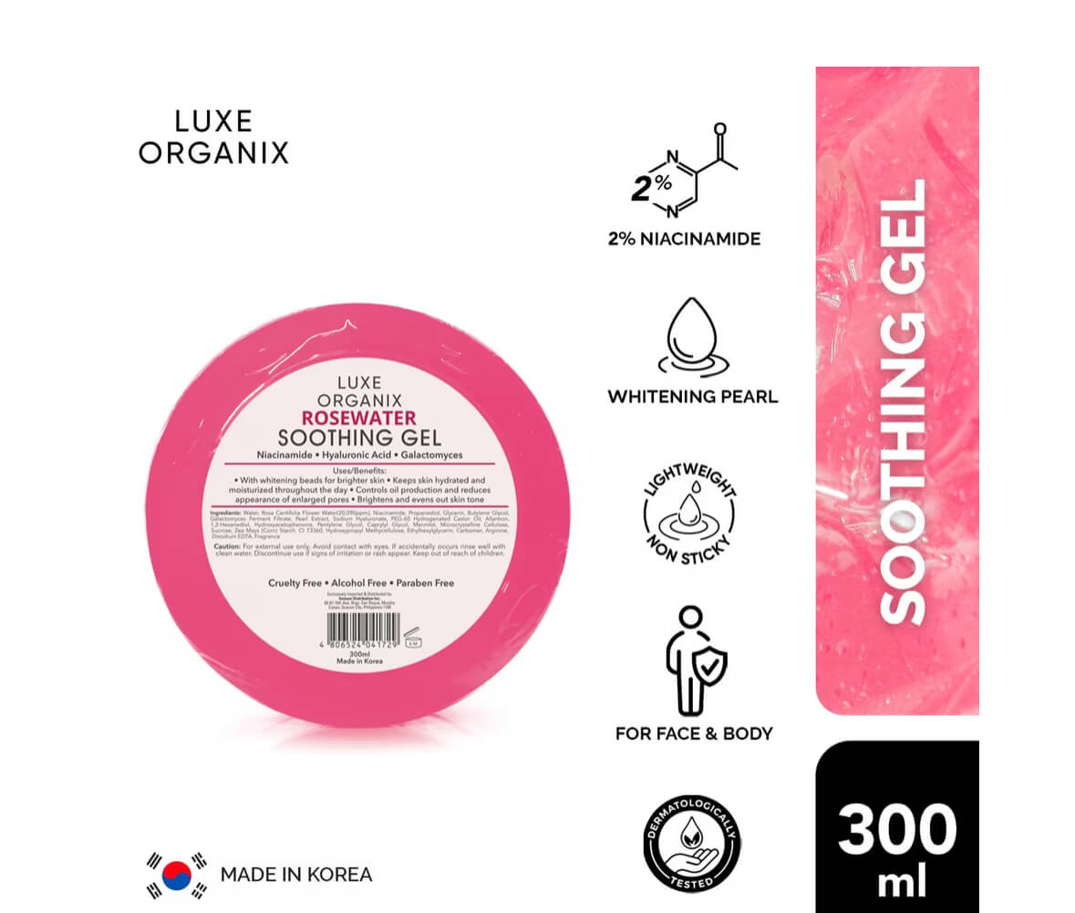 Luxe Organix Rosewater Soothing Gel 300ml multipurpose face and body moisturizer