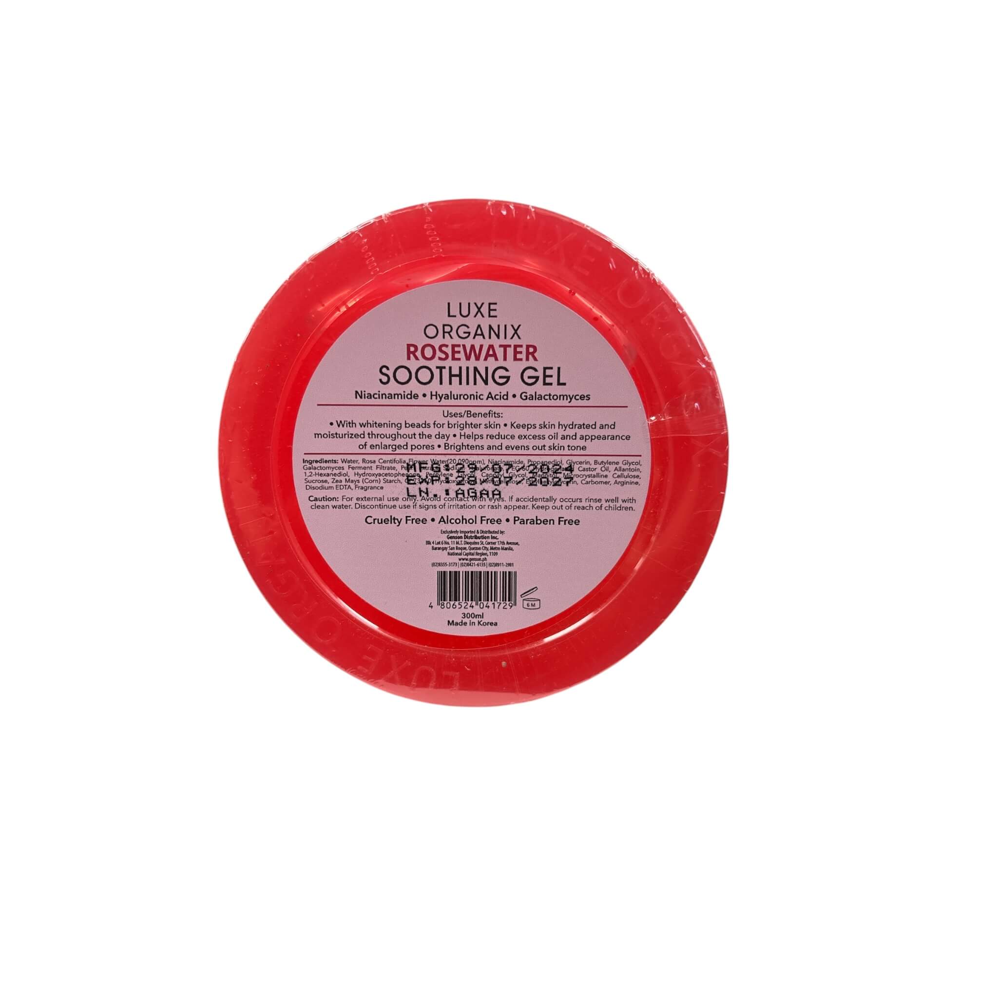 Luxe Organix Rosewater Soothing Gel 300ml gentle formula suitable for all skin types