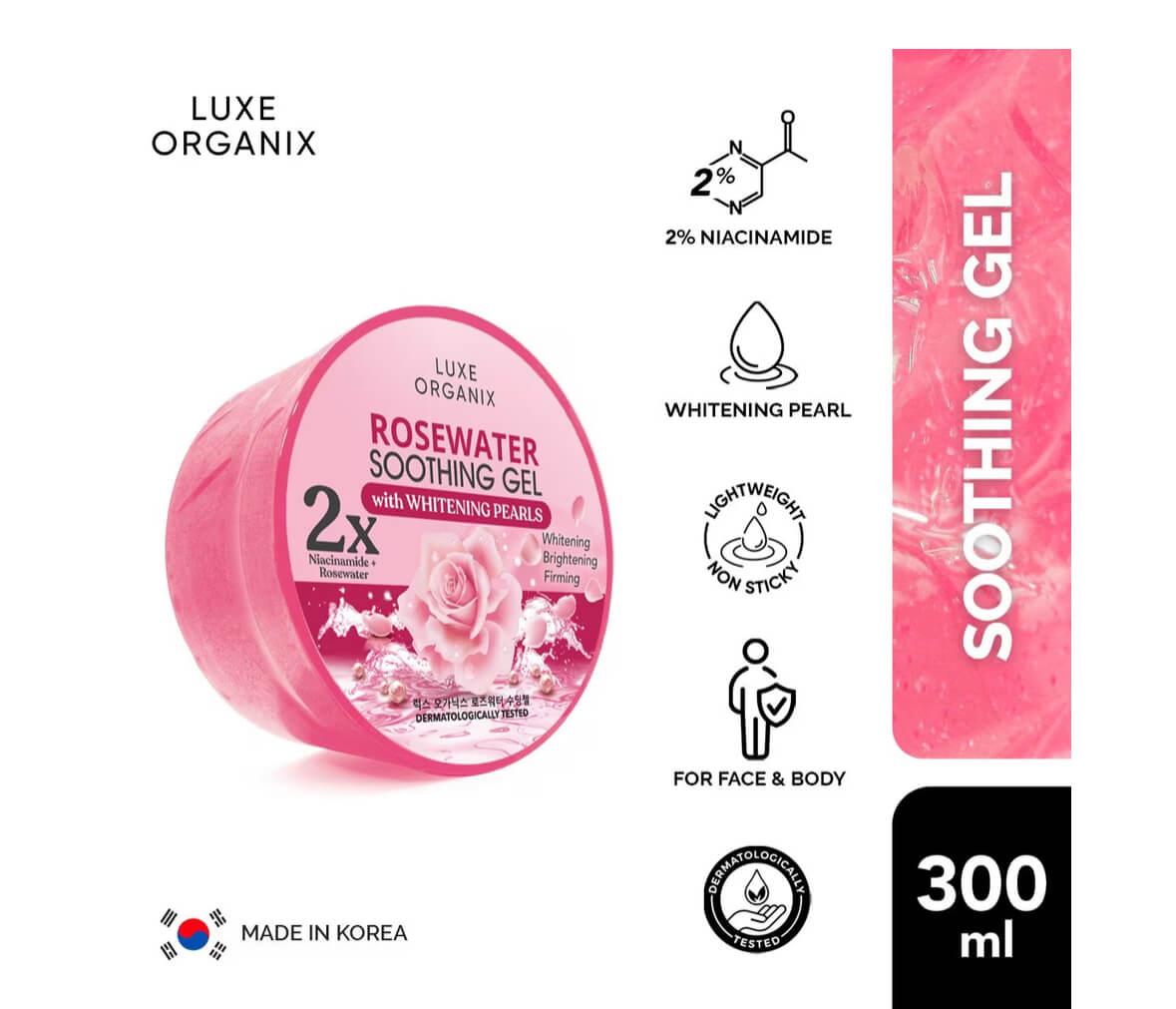 Luxe Organix Rosewater Soothing Gel 300ml hydrating skincare gel for everyday use