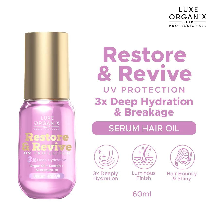 Luxe Organix Serum Hair Oil Restore & Revive for dry and dull hair hydration