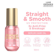 Luxe Organix Serum Hair Oil Straight & Smooth lightweight anti frizz hair care