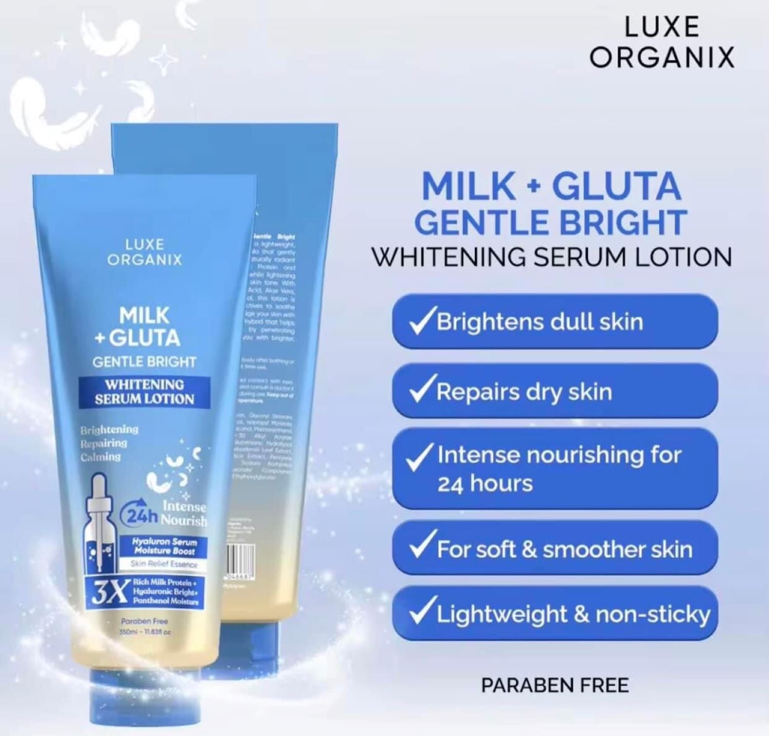 Luxe Organix Milk + Gluta Whitening Serum Lotion 350ml