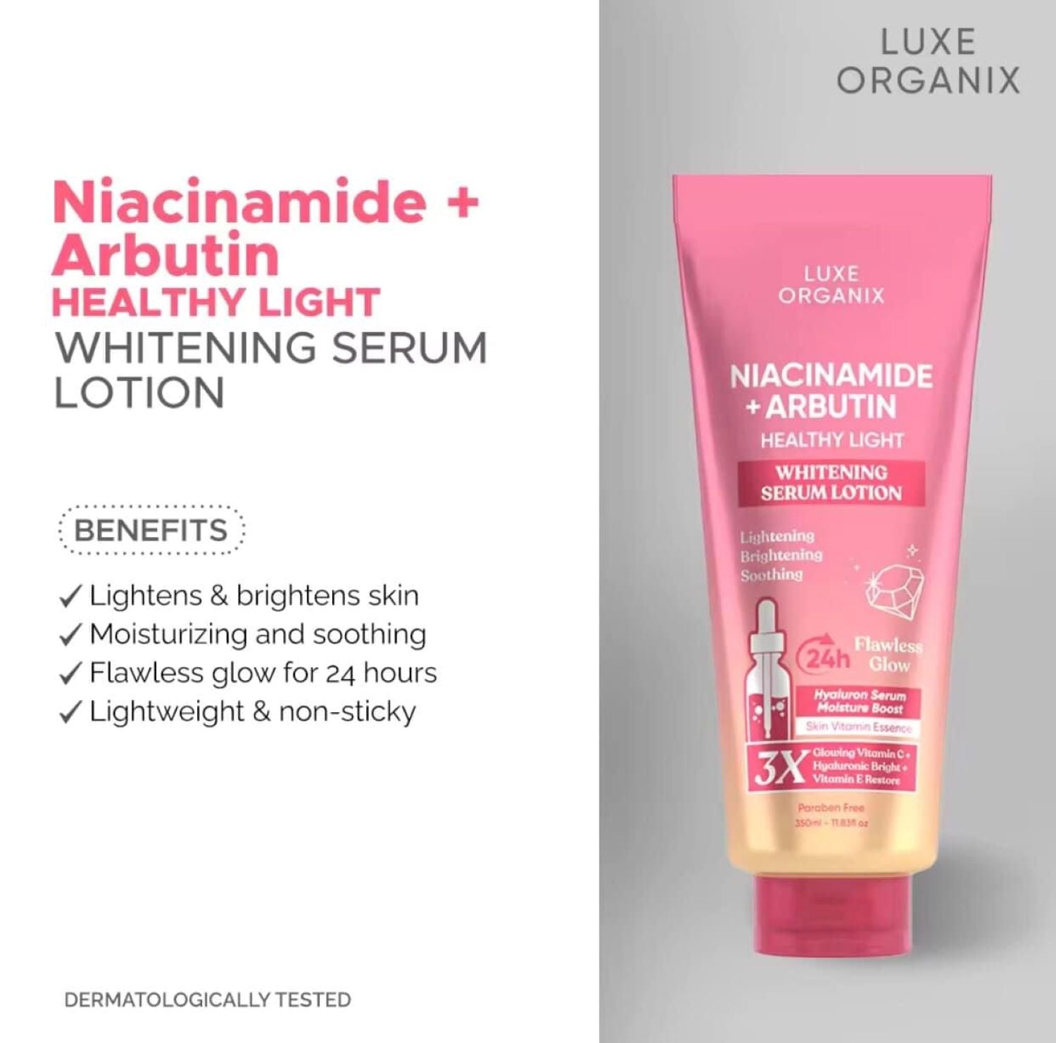 Luxe Organix Niacinamide + Arbutin Whitening Serum Lotion 350ml