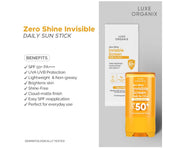 Luxe Organix ZERO Shine Invisible Daily Sun Stick has a lightweight texture

