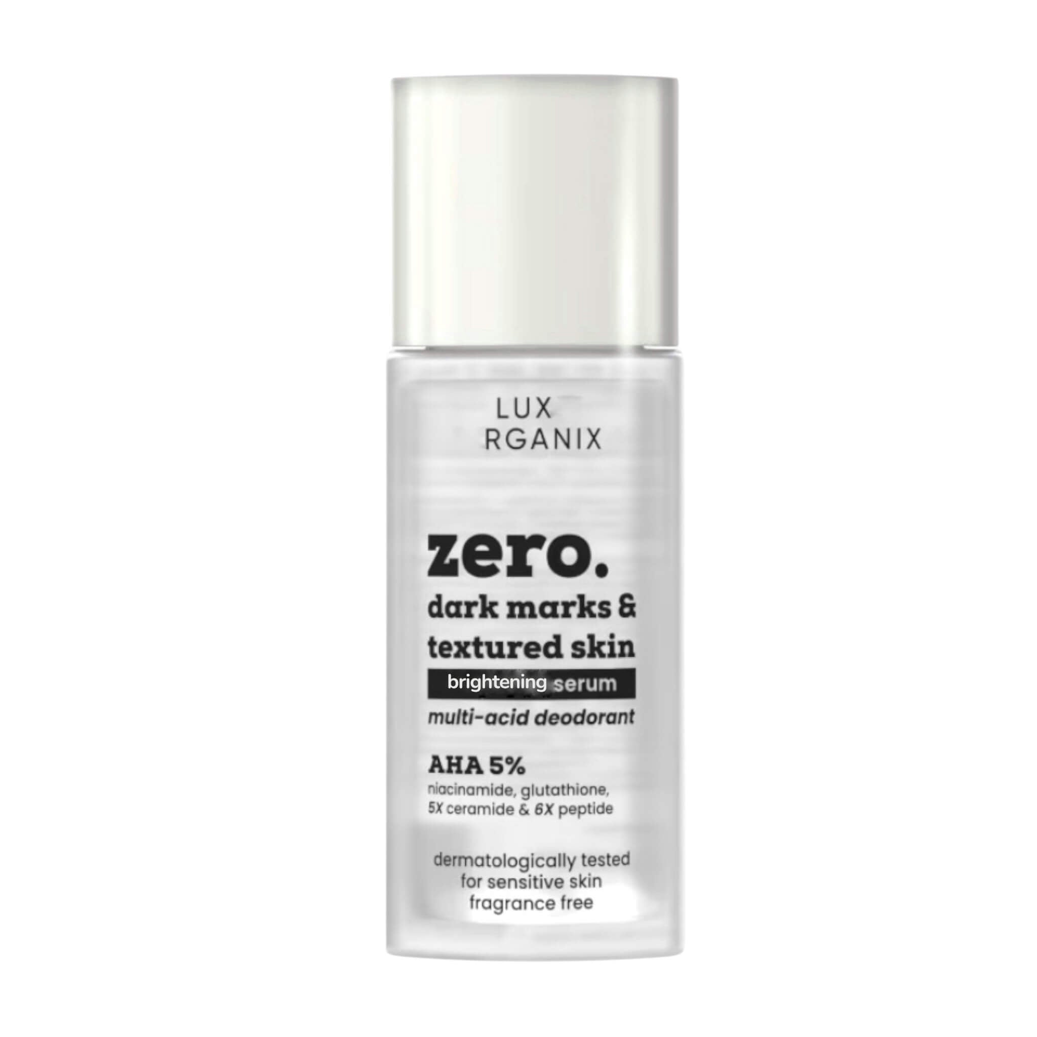 Luxe Organix Zero (WHITE CAP) Marks Multi-Acid Serum Deodorant, 5% AHA + Niacinamide, Sensitive Underarm Odor Protection, 50g