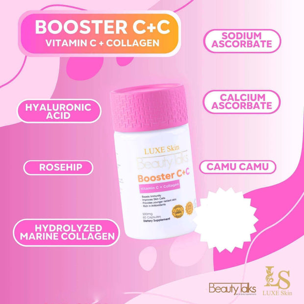 Luxe Skin Beauty Talks Booster C +C Vitamin C + Collagen, 60 Capsules