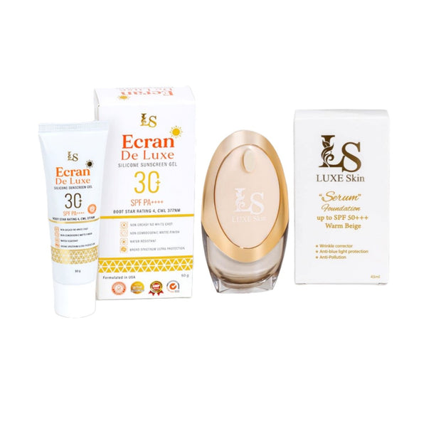 Luxe Skin Ecran De Luxe Silicone Sunscreen Gel & Warm Beige Serum Foundation