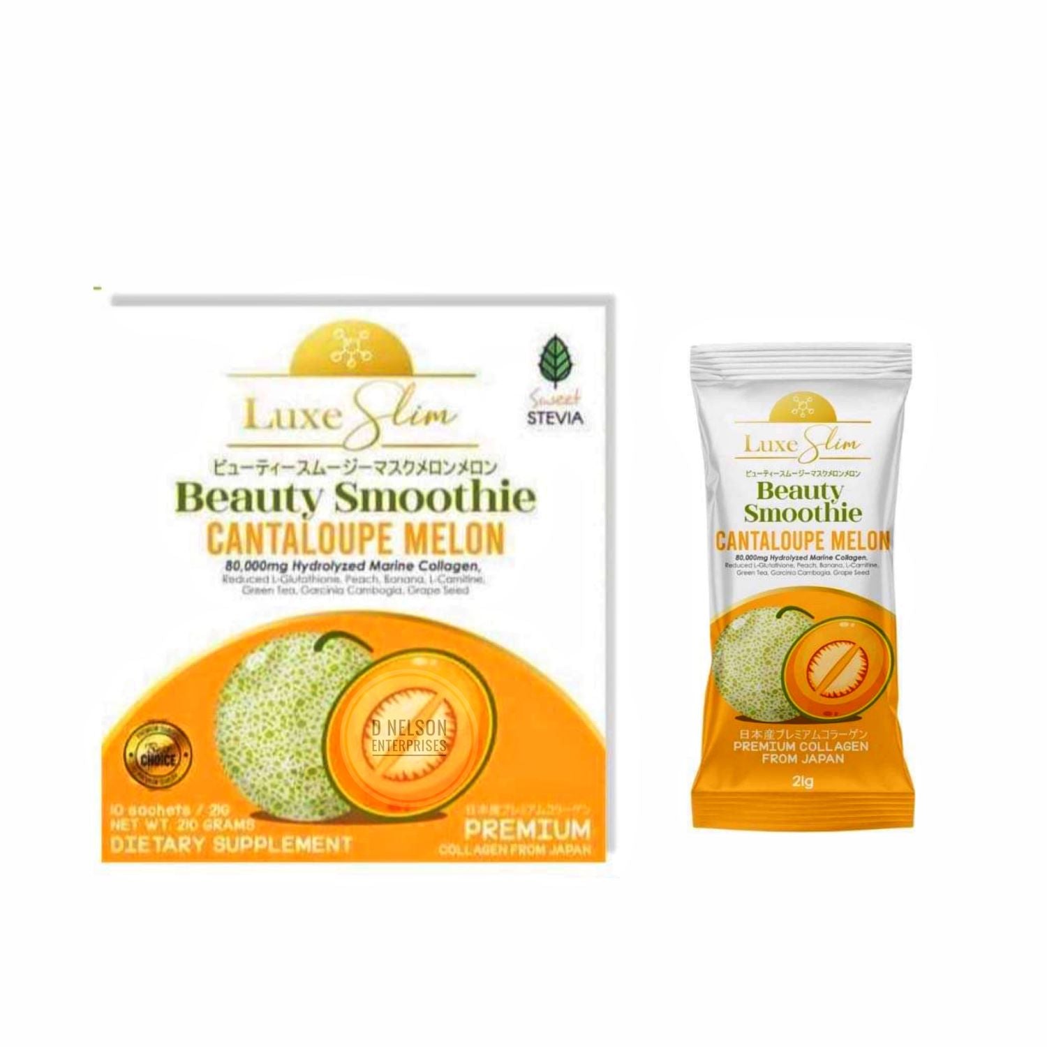 Luxe Slim Beauty Smoothie Cantaloupe Melon Collagen Drink, 21g X 10 Sa ...