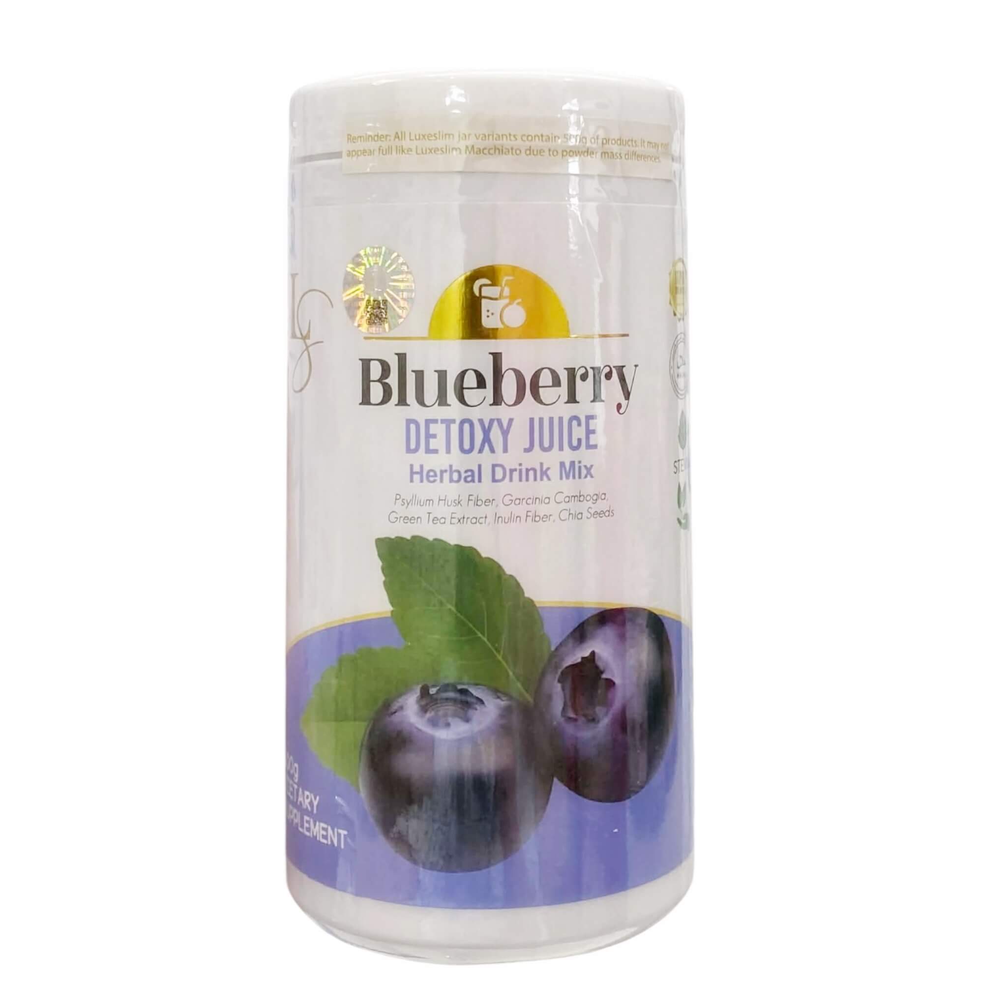 Luxe Slim Blueberry Fiber Drink Mix, Herbal Powder with Psyllium Husk, Inulin Fiber, Green Tea Extract & Chia Seeds, Sugar-Conscious, 500g