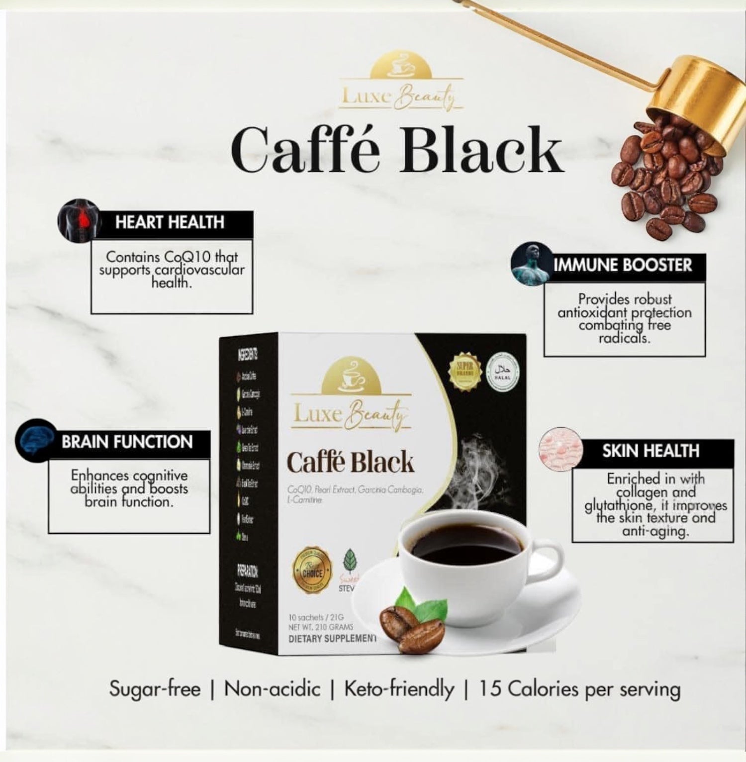 Luxe Slim Caffe Black, 10 Sachets